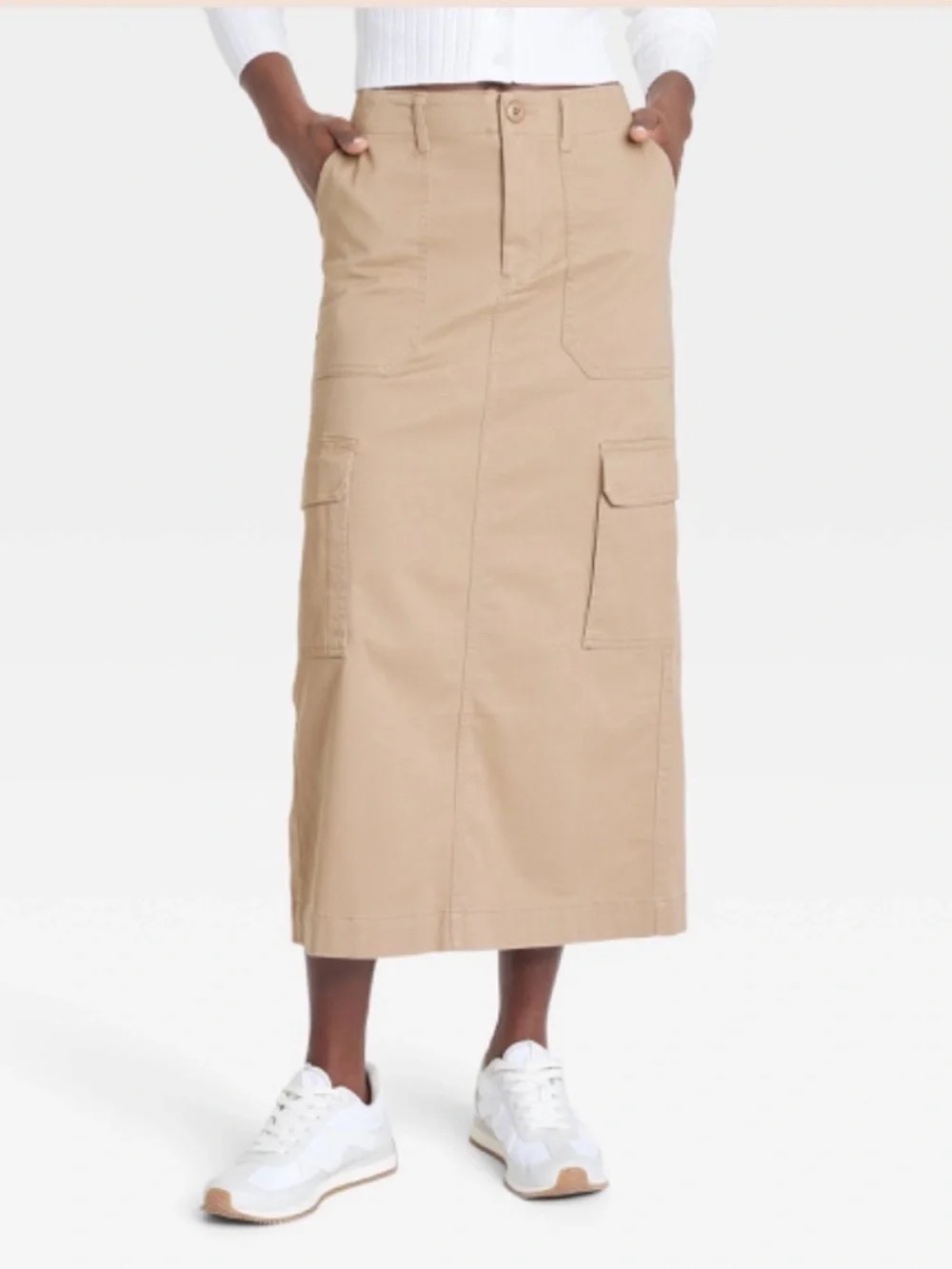 NWT Universal Thread Tan Cargo Maxi Skirt. Size 8